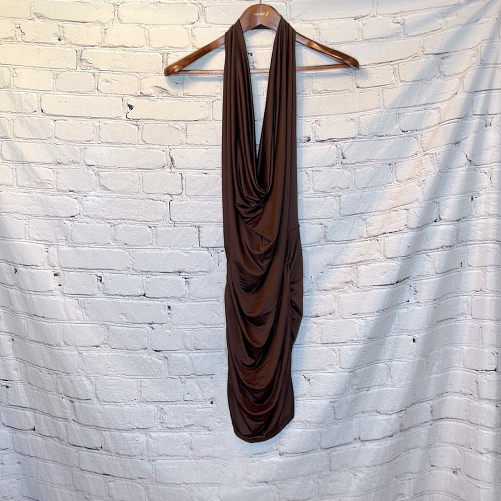 It’s Brown Halter-Style Bodycon Dress Size Medium Excellent Condition
